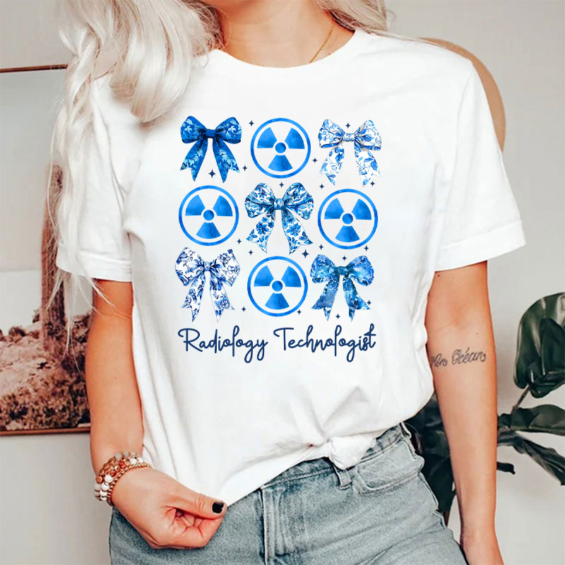 Blue Coquette Bow Radiology Technologist Nurse T-Shirt