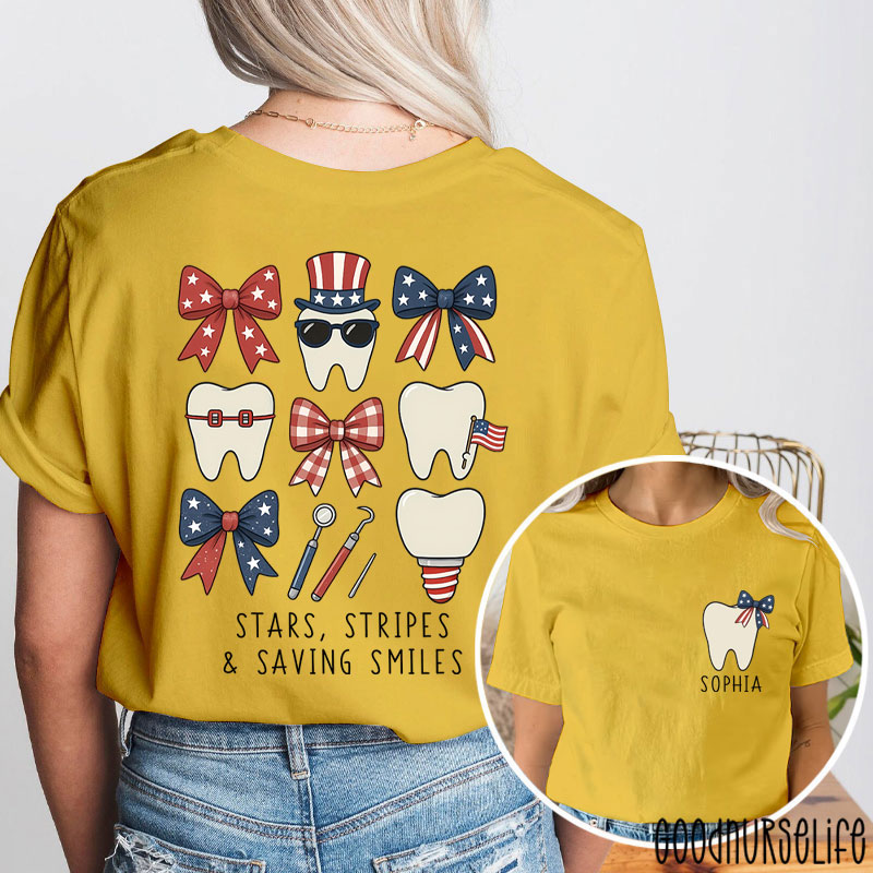 Personalized Stars Stripes & Saving Smiles Two Sided T-Shirt