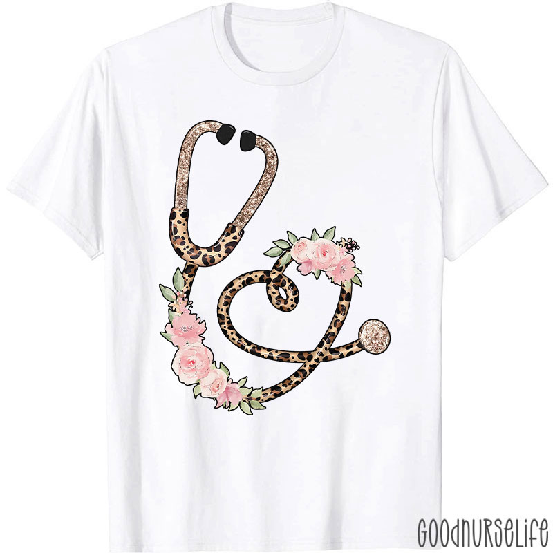 Nurse Leopard Stethoscope Nurse T-Shirt