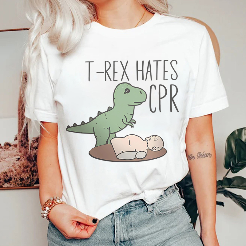 T-Rex Hates CPR Nurse T-Shirt