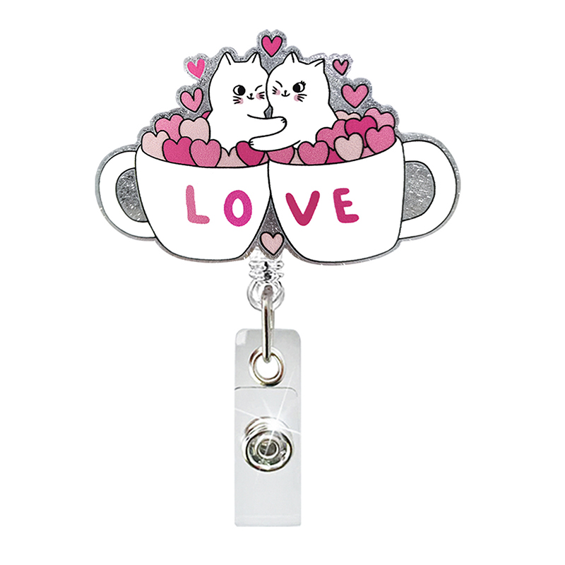 Panda Cat Acrylic Nurse Badge Reel