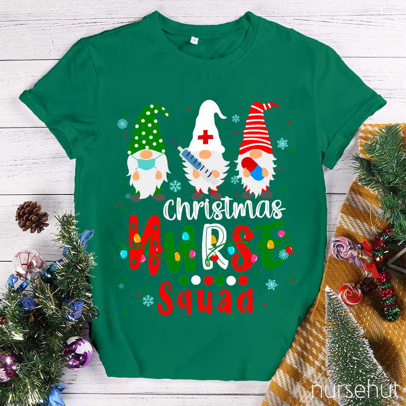 Christmas Gnome Nurse Squad Nurse T-Shirt