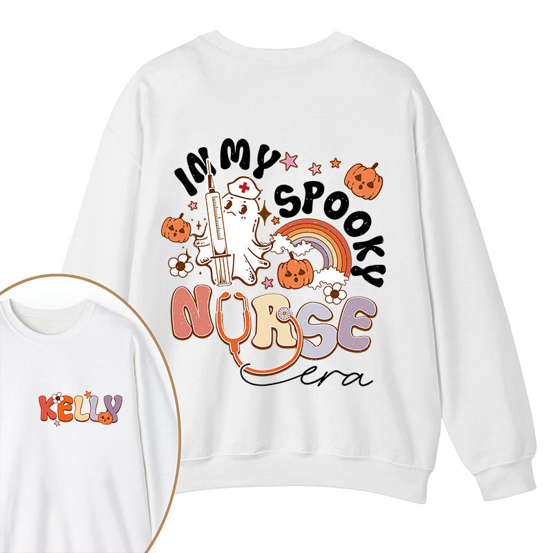 Personalized Name In My Spooky Nurse Era Nurse Two Sided Sweatshirt