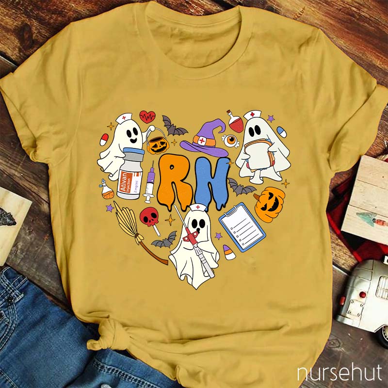 Personalized Pumpkin Soul Skeleton Halloween Nurse T-Shirt