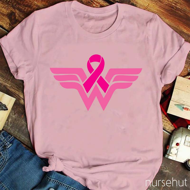 Wonder Woman Breast Cancer Awareness Nurse T-Shirt