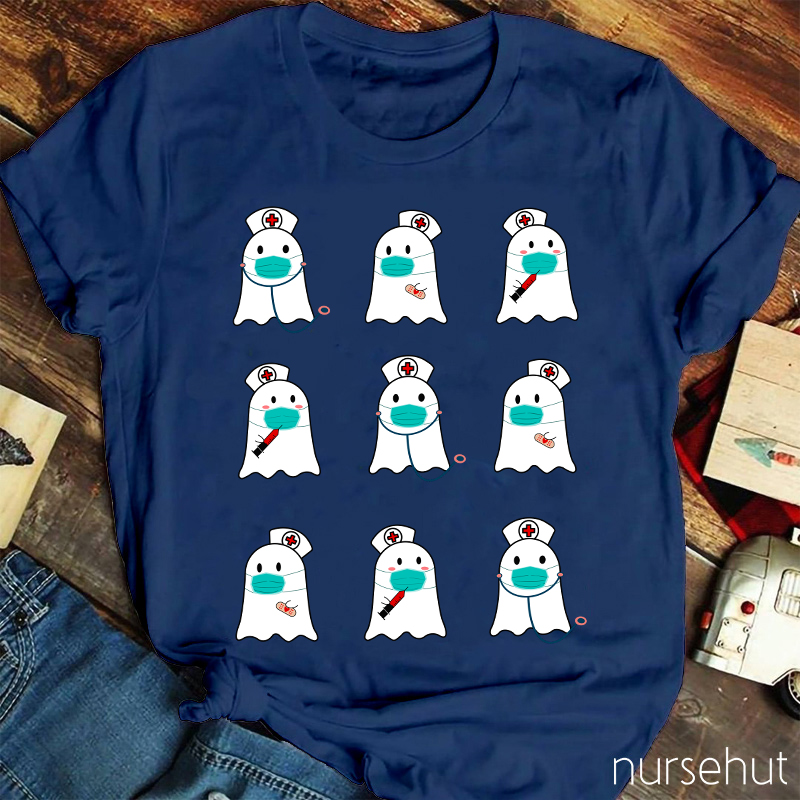 Cute Halloween Ghosts Nurse T-Shirt