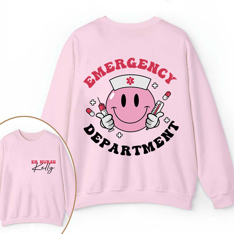Personalized Emergency Department Nurse Two Sided Sweatshirt