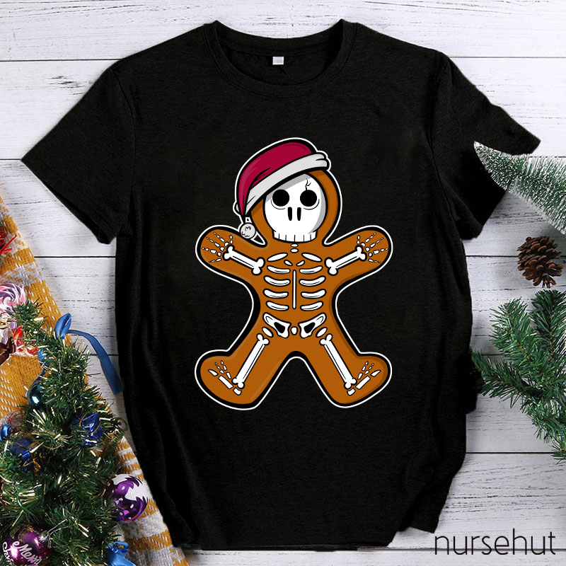 A Skeleton In A Santa Hat Nurse T-Shirt
