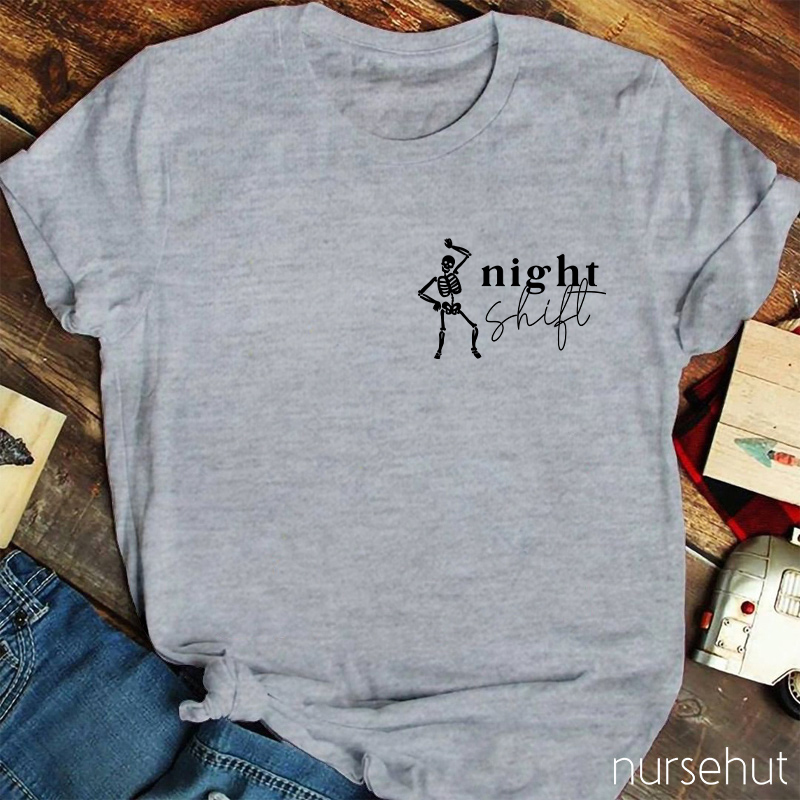 Dancing Night Shift Skeleton Nurse T-Shirt