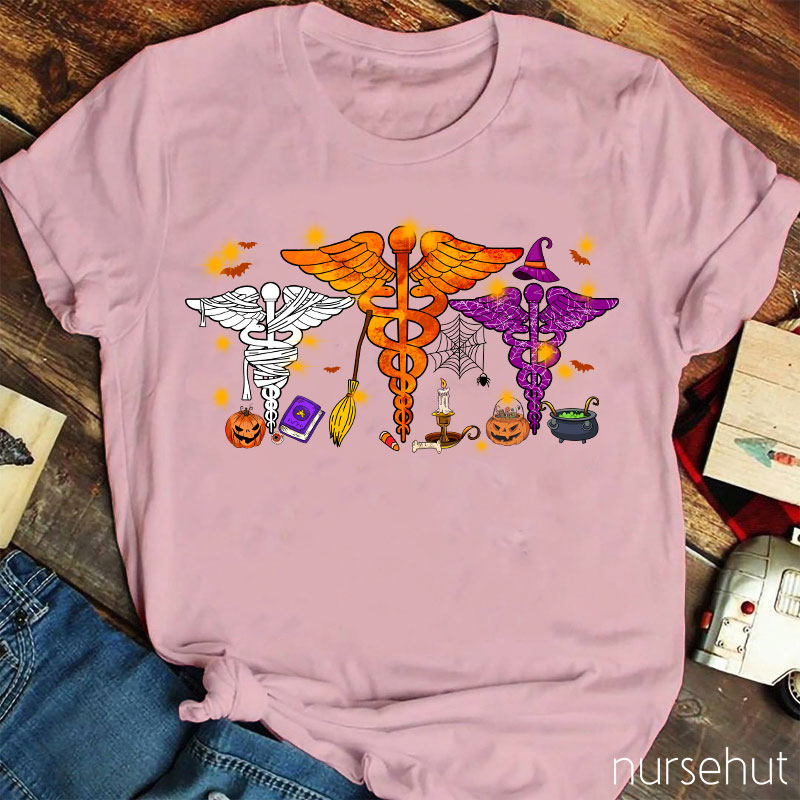 Halloween Rod Of Asclepius Nurse T-Shirt