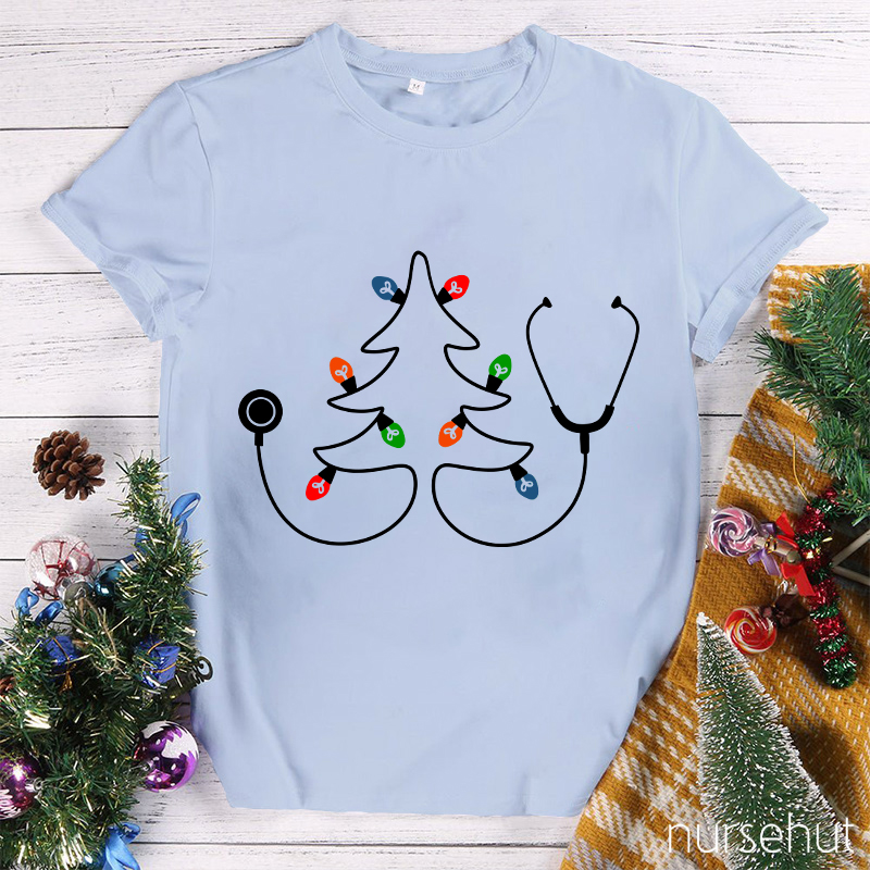 Stethoscope Christmas Tree Nurse T-Shirt