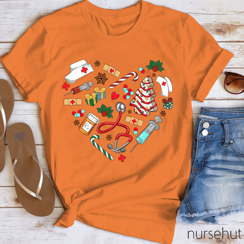 Christmas Love Heart Nurse T-Shirt