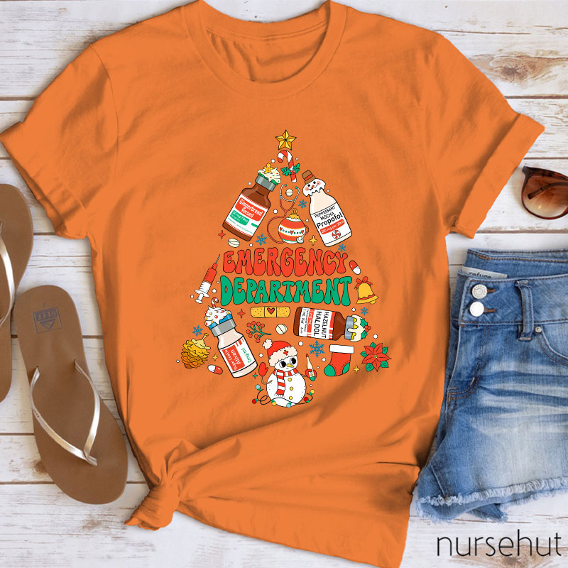 Emergency Department Christmas Tree Nurse T-Shirt