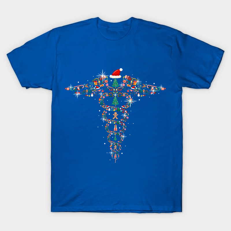 Christmas Rod of Asclepius Nurse T-Shirt
