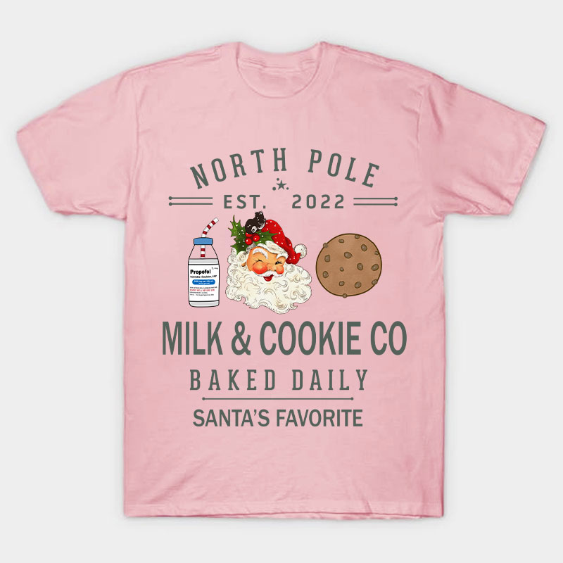 Milk And Cookie Co Santa's Favorite Nurse T-Shirt