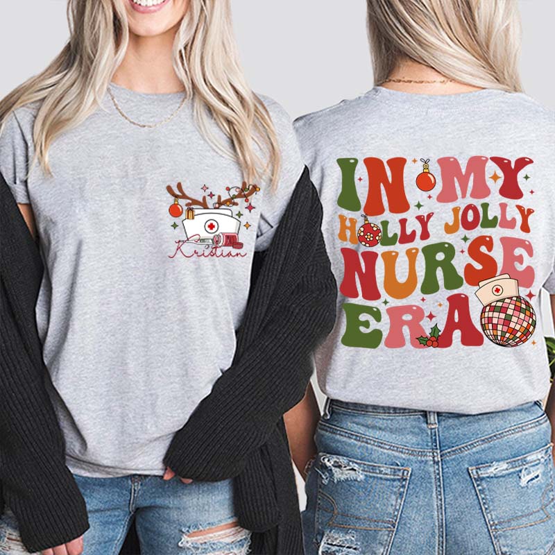 Personalized In My Merry And Bright  Era Nurse Two Sided T-Shirt