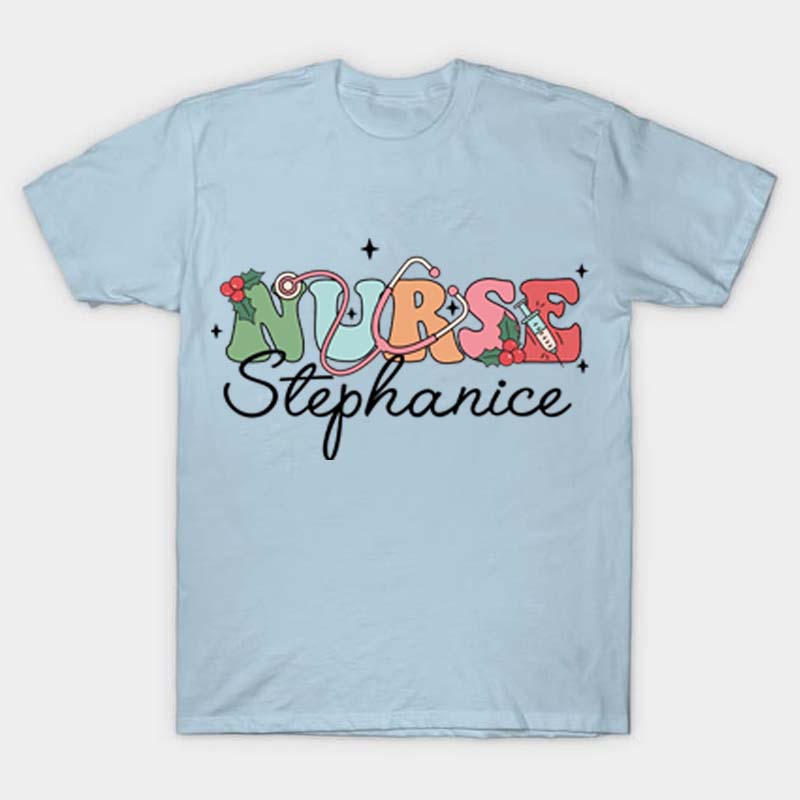 Personalized Name Christmas Crew Nurse T-Shirt