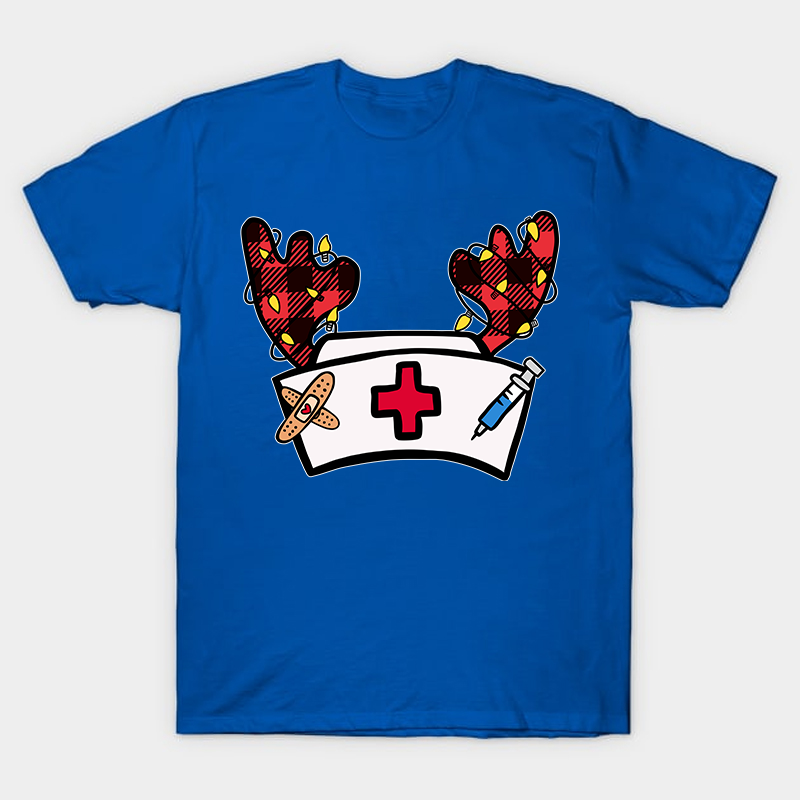 Christmas Elk Nurse Hat Nurse T-Shirt
