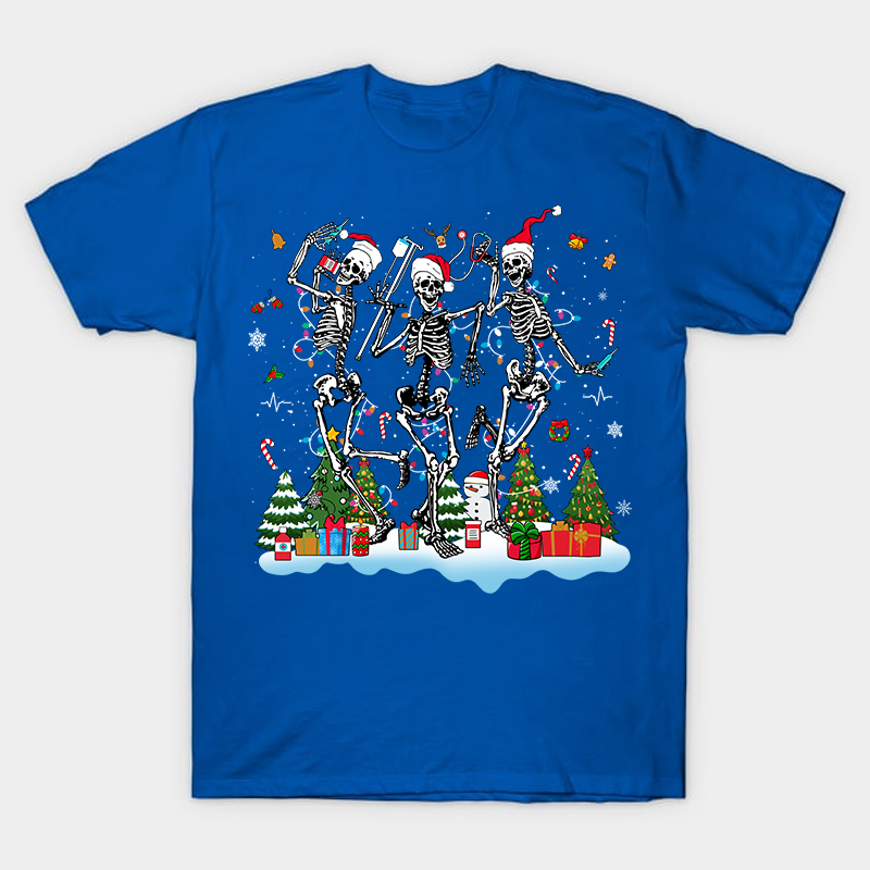 Skeletons Celebrate Christmas Nurse T-Shirt