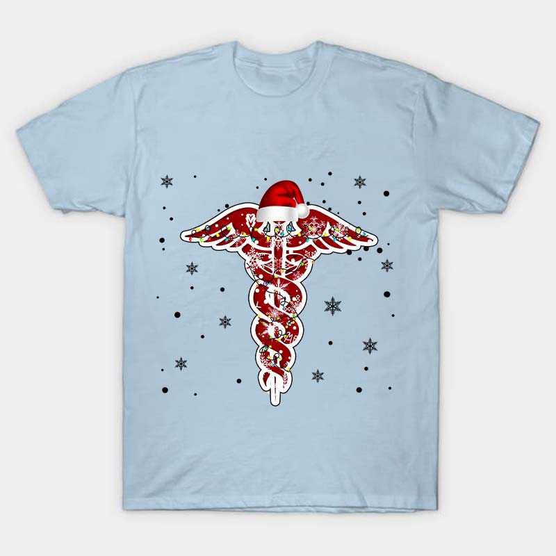 Christmas Rod of Asclepius Nurse T-Shirt