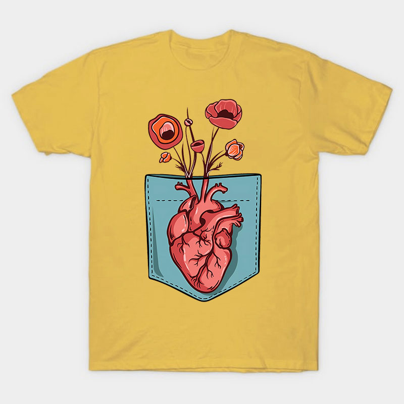 Cardiac Heart Flower Nurse T-Shirt
