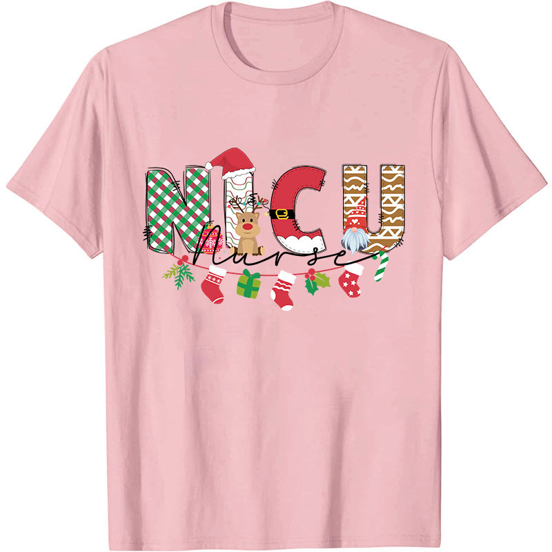 Personalized Cute Christmas Elements Nurse T-Shirt