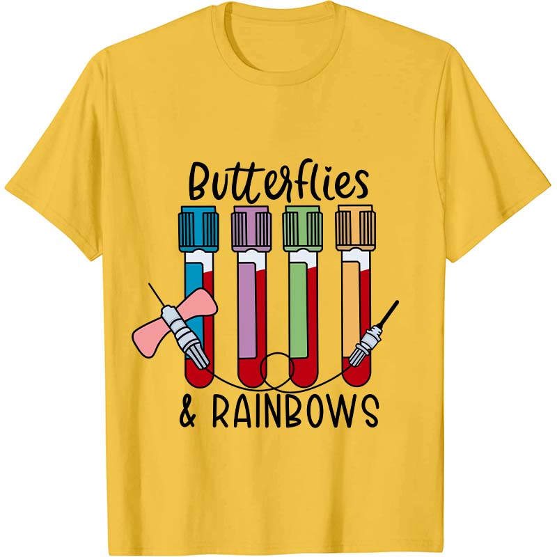 Butterflies And Rainbows Nurse T-Shirt