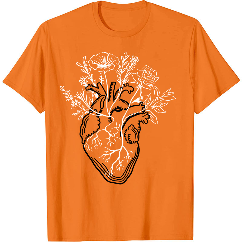 The Heart Is Full Of Flowers Nurse T-Shirt