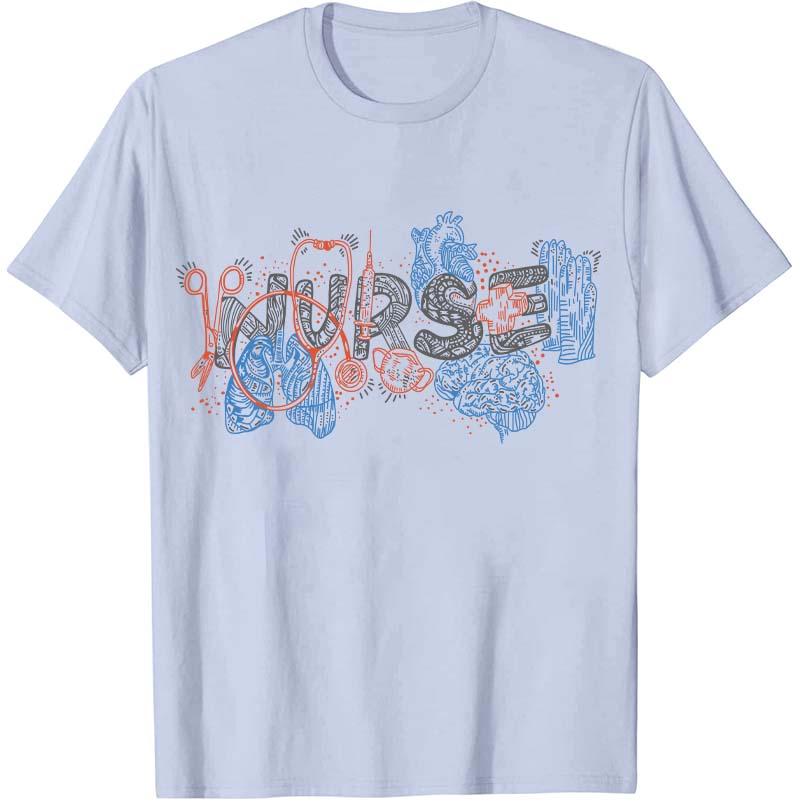 Floral Anatomy Line Nurse T-Shirt