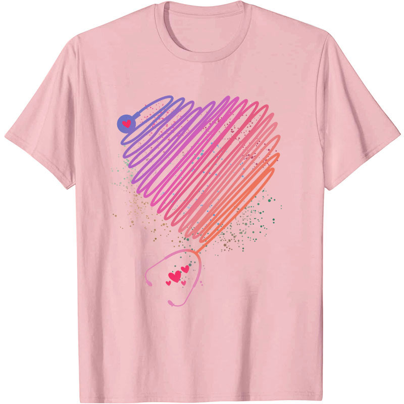 Colorful Love Stethoscope Nurse T-Shirt