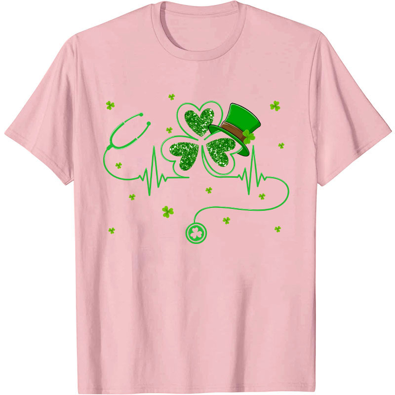 St Patrick's Day Shamrock Stethoscope Nurse T-Shirt