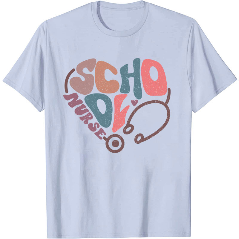 School Nurse Heart Stethoscope Nurse T-Shirt