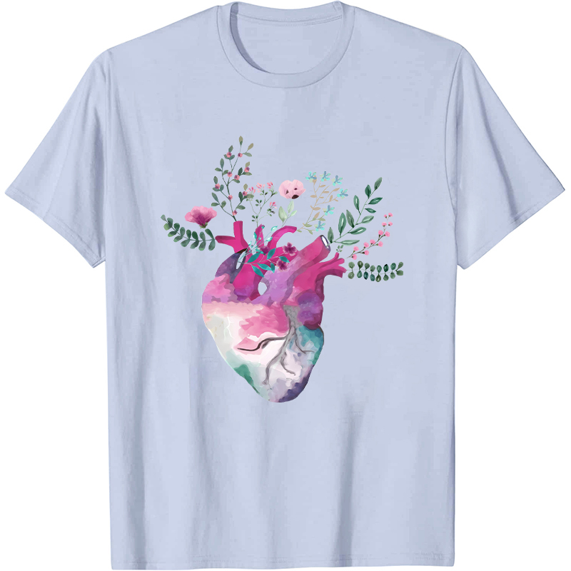 Flowers On The Heart Cardiac Nurse T-Shirt