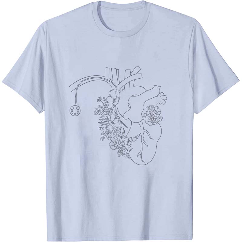 Blooming Flower Heart Nurse T-Shirt