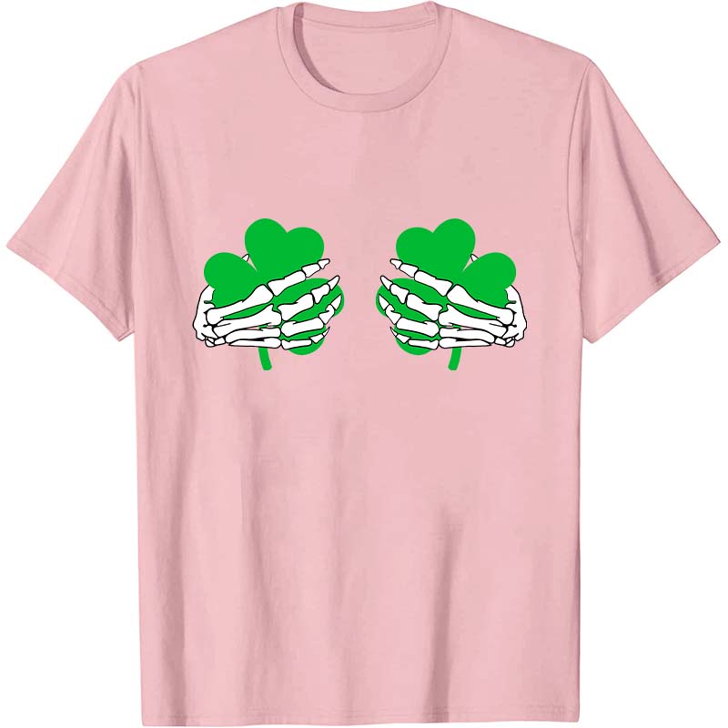 Shamrock Hand Skeleton Nurse T-Shirt