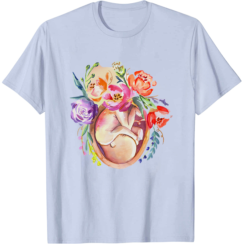 Floral Fetus Nurse T-Shirt