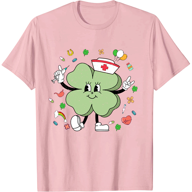 St Patricks Day Cute Clover Nurse T-Shirt