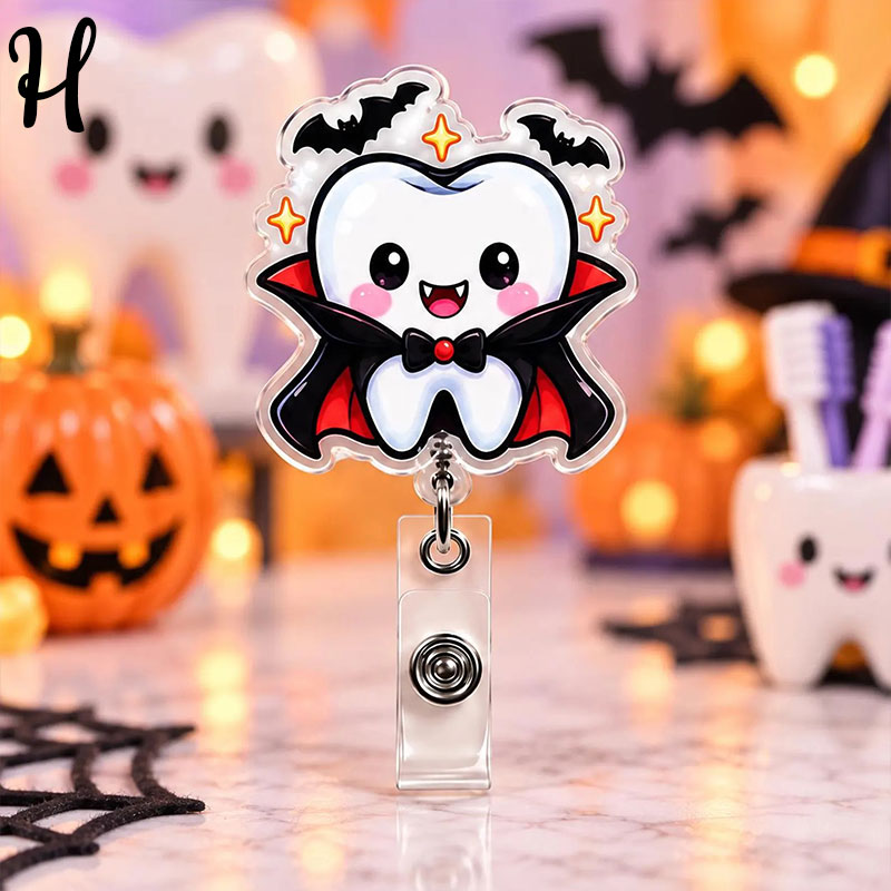 Halloween Vibe Teeth Badge Reel