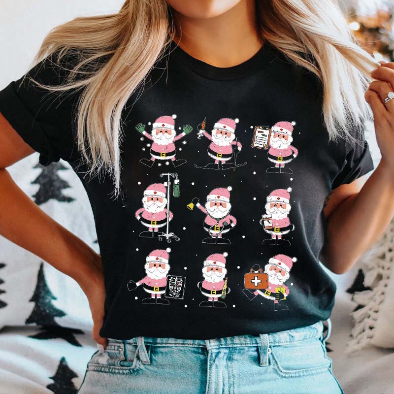 Pink Santa Claus Nurse T-Shirt