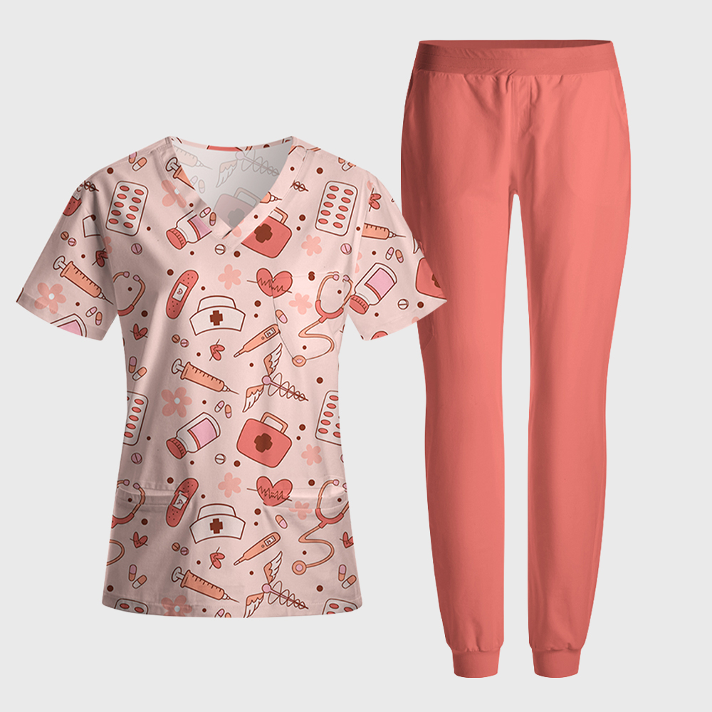Cute Equipment Nurse Antimicrobial Scrubs Sets