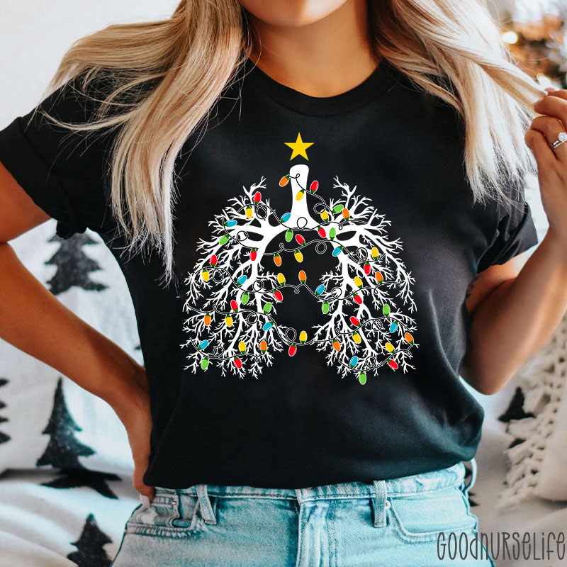 Respiratory Therapist Lung Christmas Nurse T-Shirt