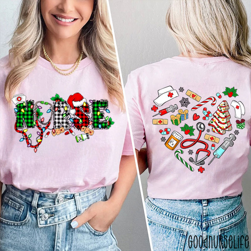 Merry Christmas Nurse Two Sided T-Shirt