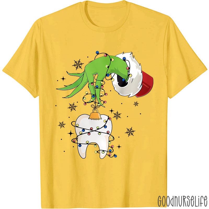Funny Christmas Lights Tooth Nurse T-shirt