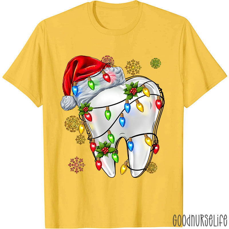 Santa Hat Christmas Lights Dental Nurse T-shirt