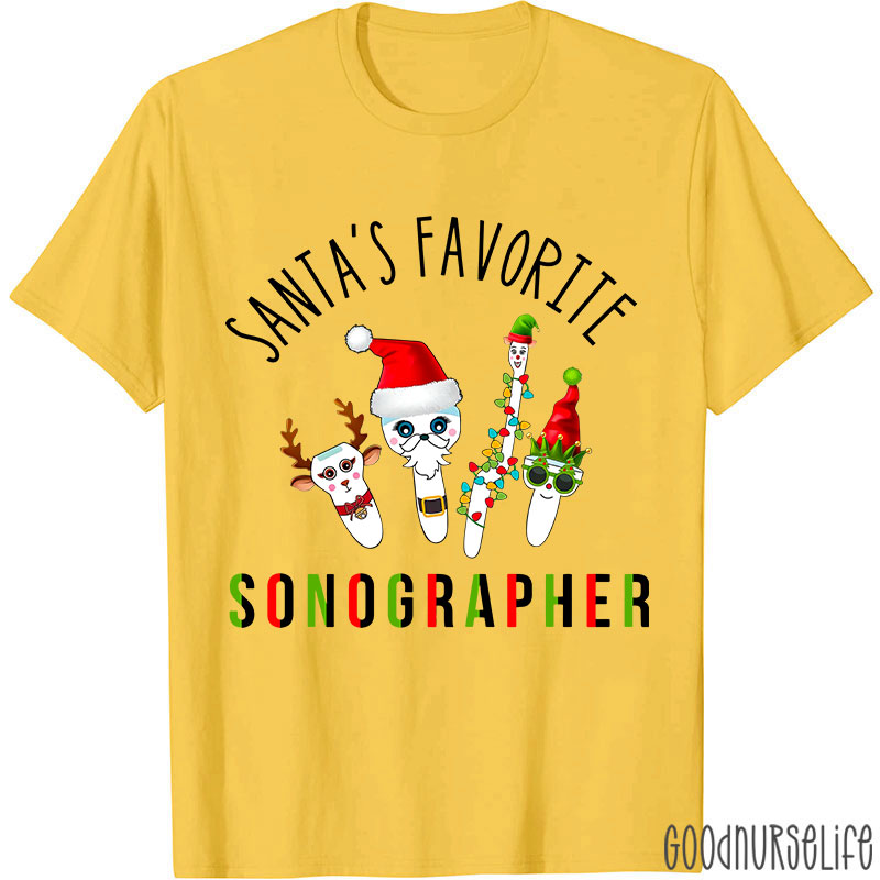 Santa's Favorite Sonographer Nurse T-shirt