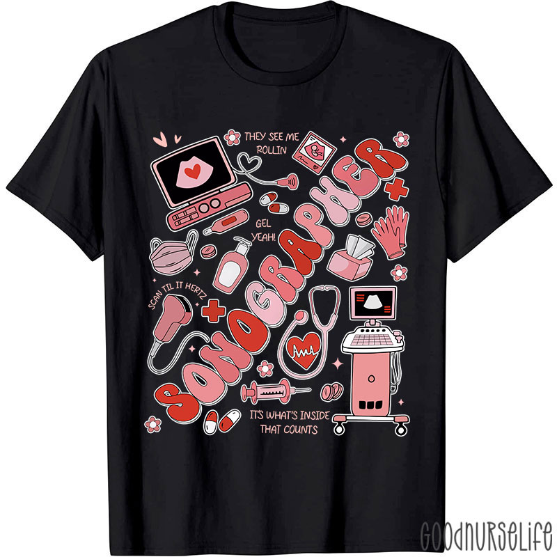 Valentine's Day Sonographer Ultrasound Tech Nurse T-Shirt