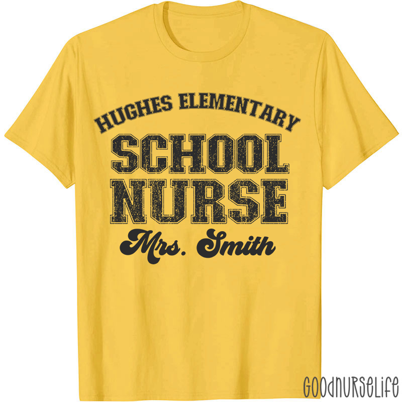 Personalized Retro Style School Nurse T-Shirt