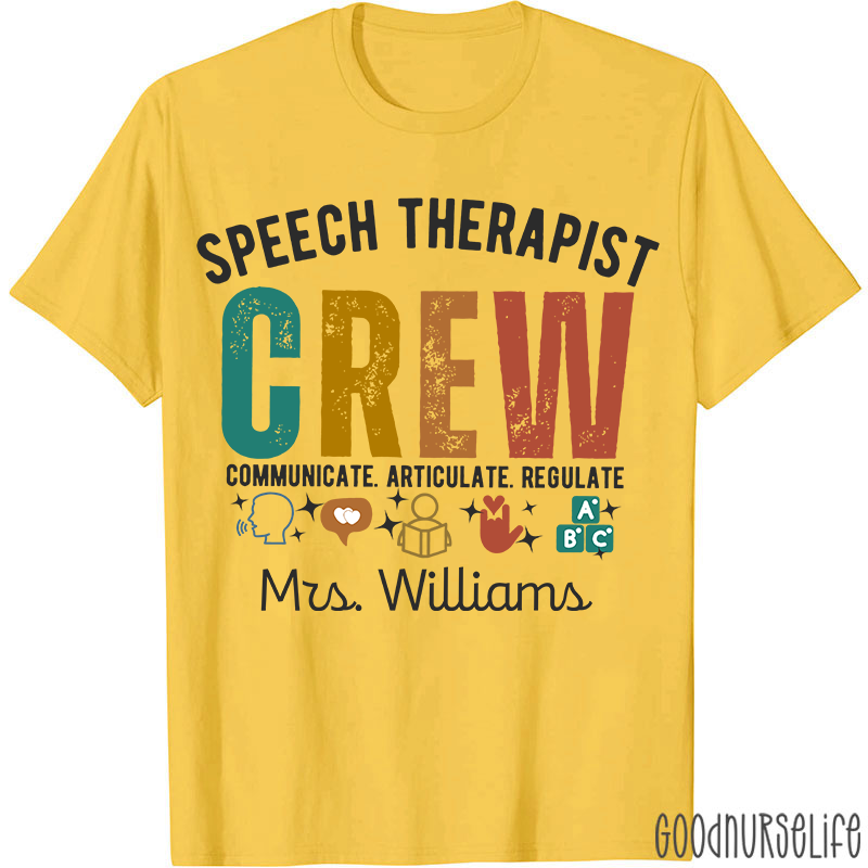 Personalized Speech Therapist Crew T-Shirt