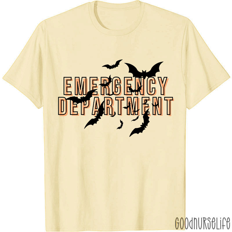 Halloween Bat Emergency Department Nurse T-Shirt