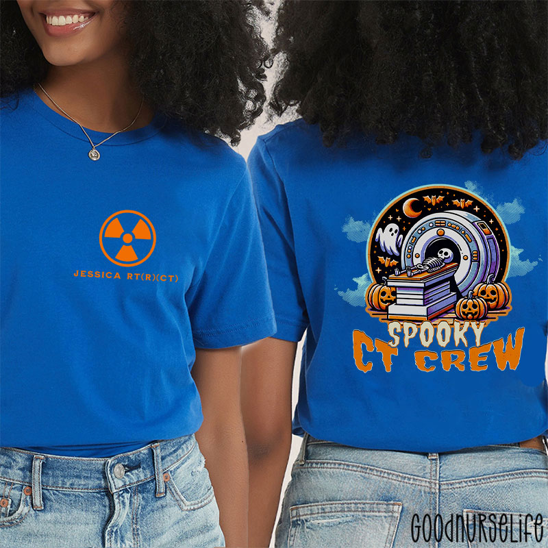Personalized Halloween Radiology Spooky CT Crew Two Sided T-Shirt